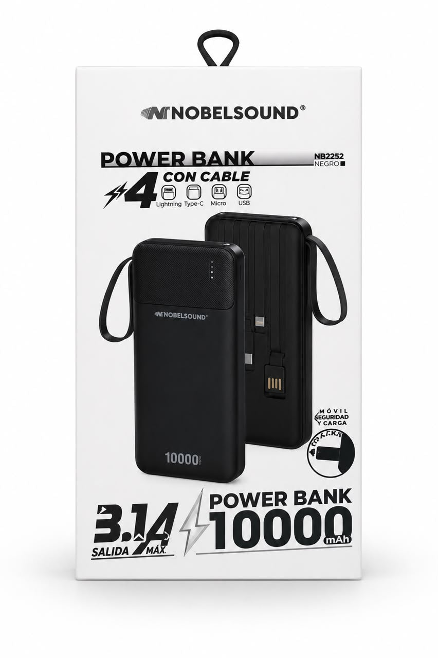 Power Bank Nobelsound NB2252 10.000 mAh · 4 Cables Integrados