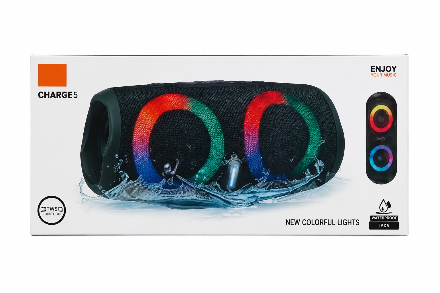Parlante Bluetooth Charge 5 con Luces LED RGB · IPX6