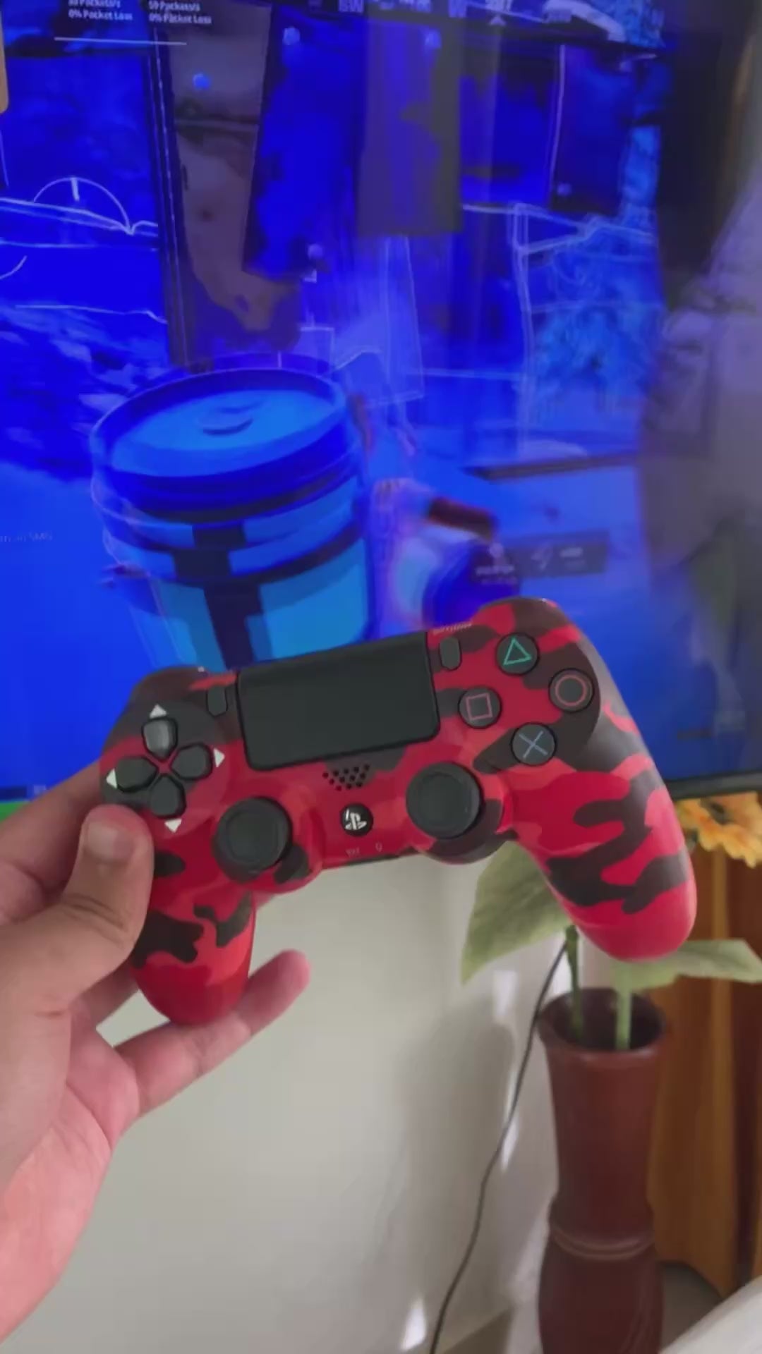 Control Inalámbrico compatible con PS4 · Camuflaje Rojo